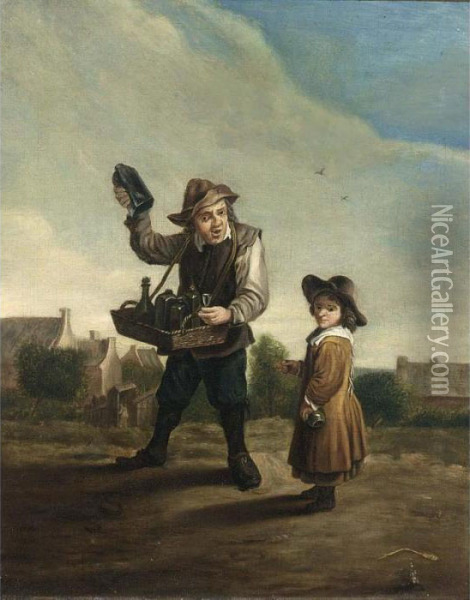 An Alchemist Travelling With A Boy Oil Painting - David The Younger Teniers