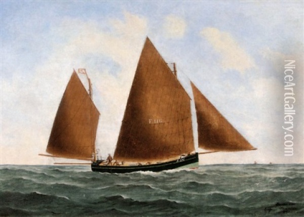 "bateau De Peche De Fecamp" Oil Painting - Eugene Grandin