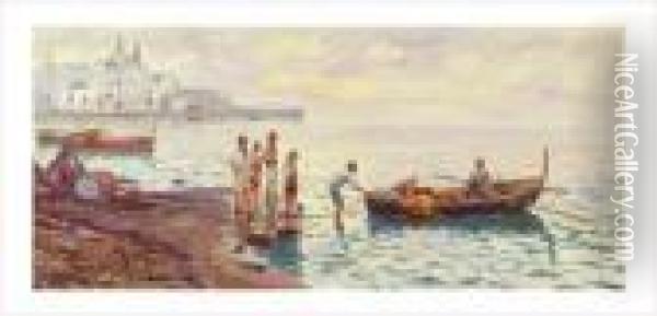 Barque De Pecheurs A Naples Oil Painting - Carlo Brancaccio