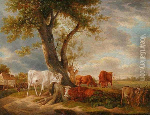 A Landscape With Grazing Cattle Oil Painting - Karl Kuntz