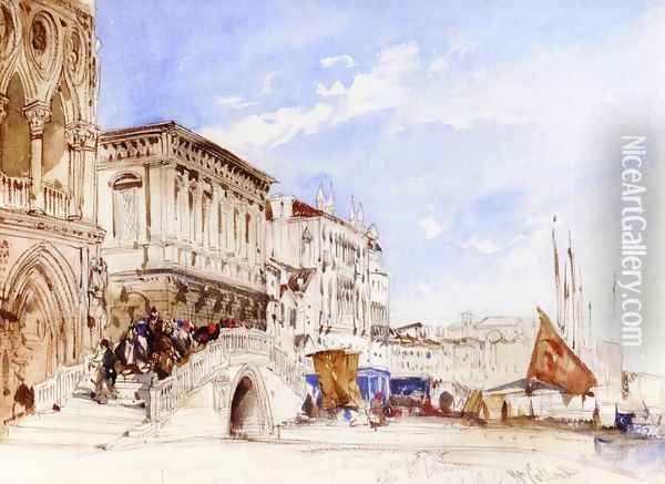 Riva degli Schiavoni, Venice 1846 Oil Painting - William Callow