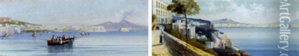 A Row Boat Off The Coast Of Naples Oil Painting - Girolamo Gianni