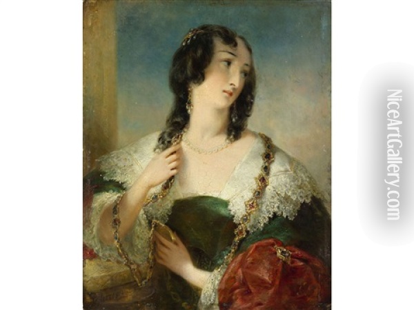 Ritratto Di Dama Oil Painting - Edmond Thomas Parris