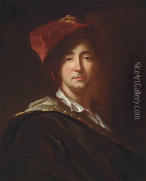 Self-portrait In A Turban Oil Painting - Hyacinthe Rigaud