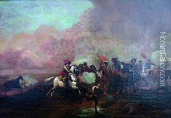 A Cavalry Skirmish Oil Painting - Pieter Meulenaer