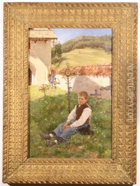 Young Boy Mourning Oil Painting - Gyula Basch