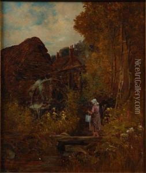 The Old Mill, Chagford Oil Painting - Charles L. Saunders