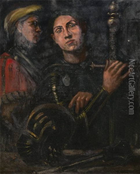 Joan Of Arc, After Giorgione Oil Painting - Robert David Gauley