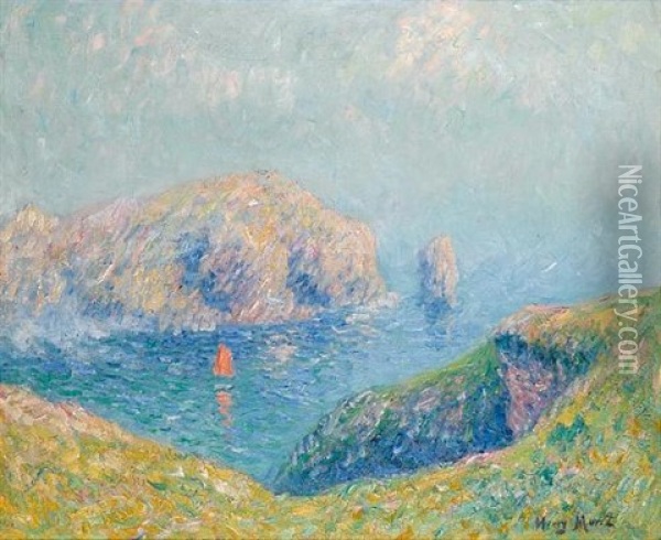 Vue De La Baie Avec Voilier Oil Painting - Henry Moret