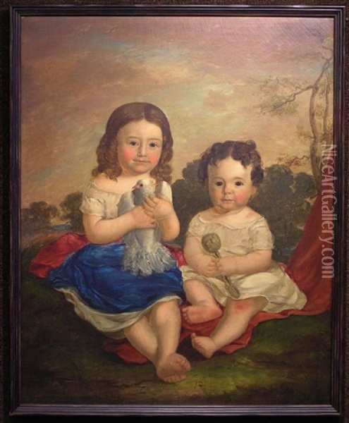 Portrait Of Two Southern Children Oil Painting - John Maier