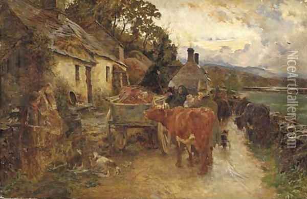 On a Highland road Oil Painting - Charles James Adams