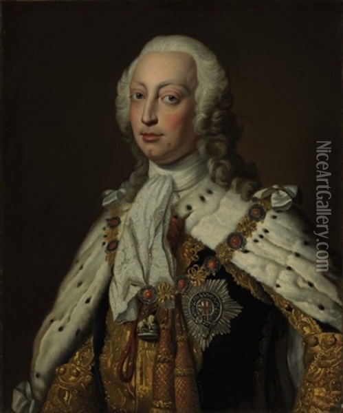 Portrait Of Frederick Lewis, Prince Of Wales, In Robes Of State And Wearing Collar And Star Of The Order Of The Garter Oil Painting - Jean-Baptiste van Loo