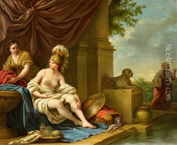 Teiresias And Athena Oil Painting - Louis Jean Francois Lagrenee