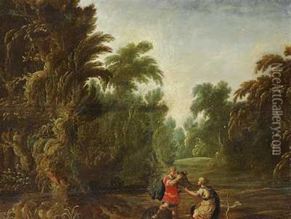 Scene Fra 'the Calydonian Boar Hunt', Hvor Meleager Praesenterer Vildsvinets Hoved For Atalanta Oil Painting - Alexander Keirincx