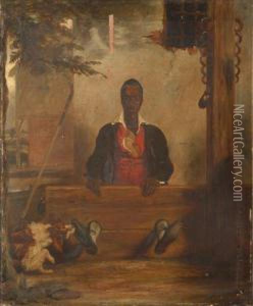 A Negro In The Stocks Oil Painting - Henry James Pidding