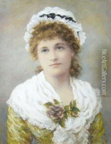 Portrait Of A Young Lady Head Andshoulders Oil Painting - Alice Renshaw
