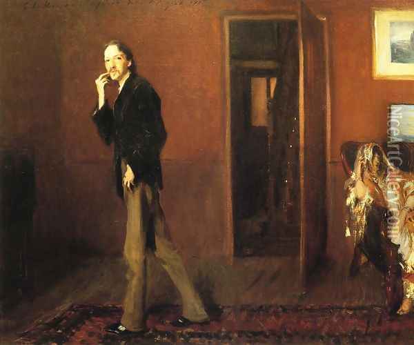 Robert Louis Stevenson and His Wife Oil Painting - John Singer Sargent
