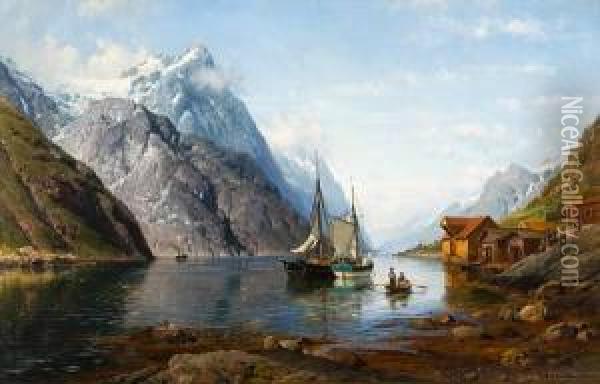 Sognefjorden Oil Painting - Anders Monsen Askevold