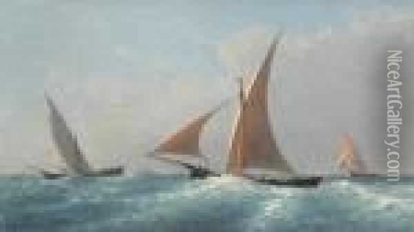 Segler Auf Offener See. Oil Painting - Louis Mennet