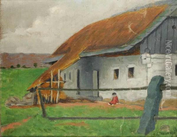 A Farmhouse Oil Painting - Herbert Masaryk