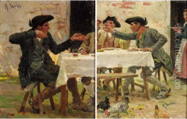 Lunchtime Tales Oil Painting - Raffaelo Sorbi