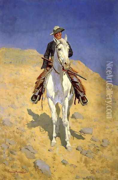 Self Portrait On A Horse Oil Painting - Frederic Remington