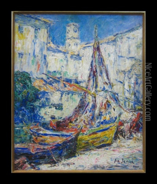 Barques Aux Martigues Oil Painting - Armand Gustave Gerard Jamar
