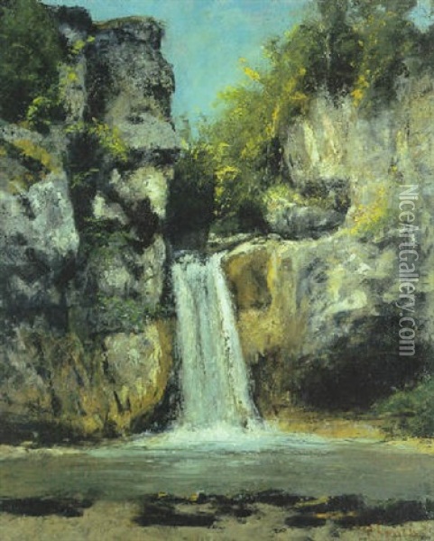Cascade Entre Deux Falaises Oil Painting - Gustave Courbet