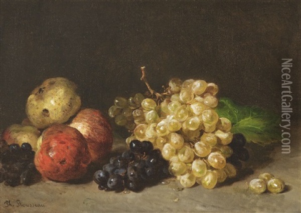 Stillleben Mit Apfeln Und Trauben Oil Painting - Philippe Rousseau