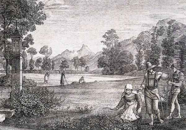 Meadow before Aigen, Friday 1823 Oil Painting - Johann Heinrich Ferdinand Olivier