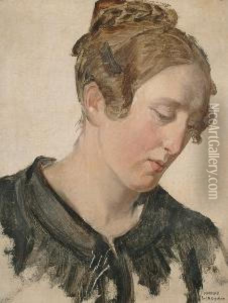Portrait Study Of A Lady Oil Painting - Moritz Daniel Oppenheim