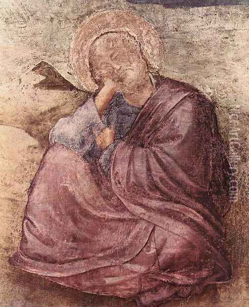Scenes from the Life of St John the Evangelist- 1. St John on Patmos (detail) 1320 Oil Painting - Giotto Di Bondone