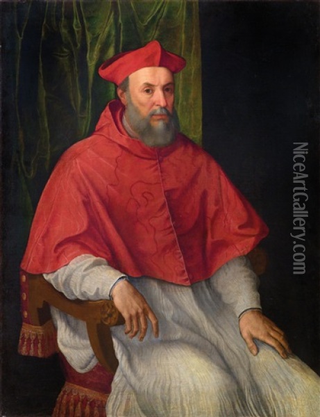 Portrait Of A Cardinal Oil Painting - Girolamo Siciolante Da Sermoneta