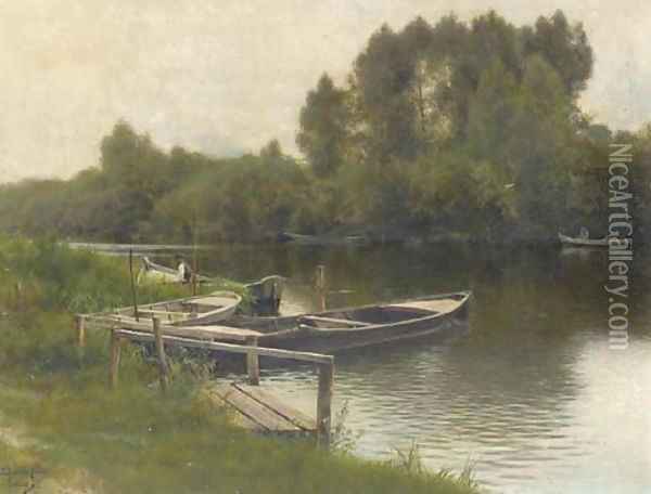 A River Landscape in Pontoise Oil Painting - Emilio Sanchez-Perrier