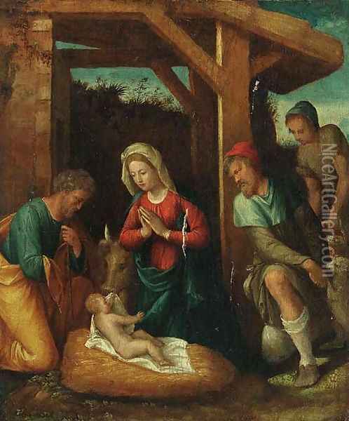The Adoration of the Shepherds Oil Painting - Benvenuto De Garofalo