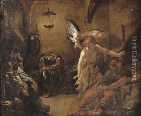 The Liberation Of Saint Peter Oil Painting - Sebastien Bourdon