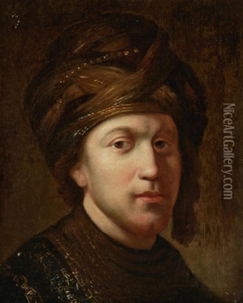 Portrait Of A Young Man Wearing A Turban Oil Painting -  Rembrandt van Rijn