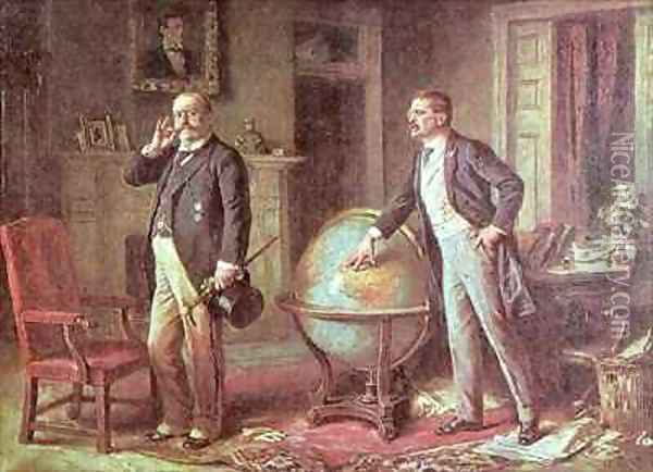 President Theodore Roosevelt of the United States of America and the German Kaiser Wilhelm II in the dispute over the German Blockade of Venezuela Oil Painting - Jean-Leon Gerome Ferris