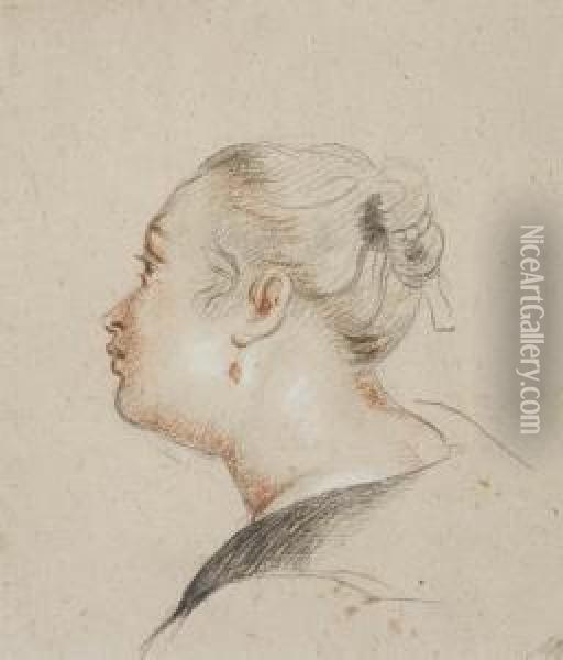 Portrait Of A Woman In Profile To The Left Oil Painting - Hoare, William, of Bath