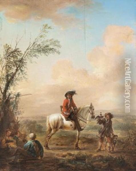 Cavalieri In Un Paesaggio Oil Painting - Carel van Falens or Valens
