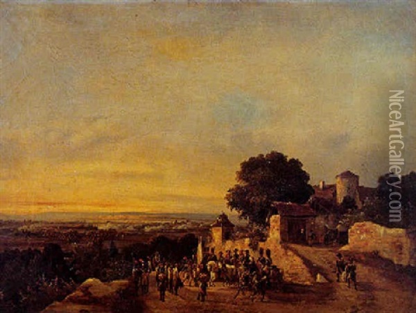 Scene De Campagne De France Oil Painting - Hippolyte Bellange