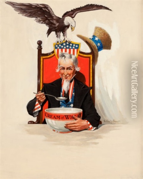 Building A Nation, Cream Of Wheat Advertisement Oil Painting - Galen Joseph Perrett