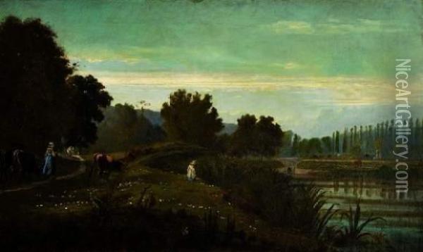Scene Champetre Oil Painting - Nicolas Louis Cabat