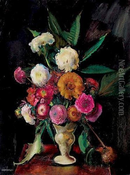 Kwiaty Oil Painting - Gustaw Gwozdecki