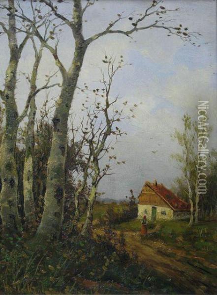 Herbstliche Landschaft Oil Painting - Heinz Flockenhaus