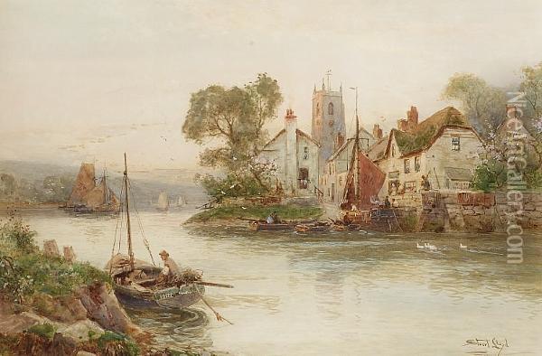 A Fishing Village Oil Painting - Walker Stuart Lloyd