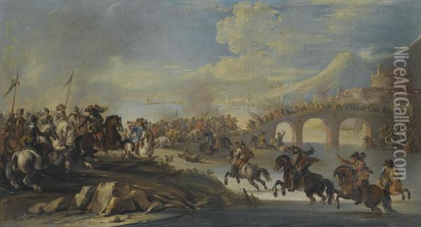 Battle Scene Oil Painting - Francesco Simonini