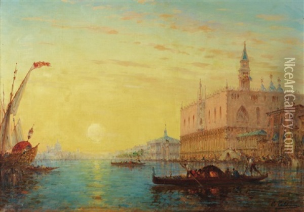 Venice By Sundown Oil Painting - Charles Clement Calderon