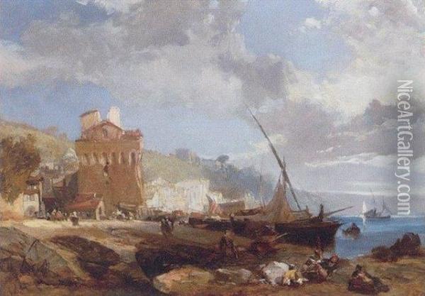 Italianate Coastal Scene Oil Painting - James Duffield Harding