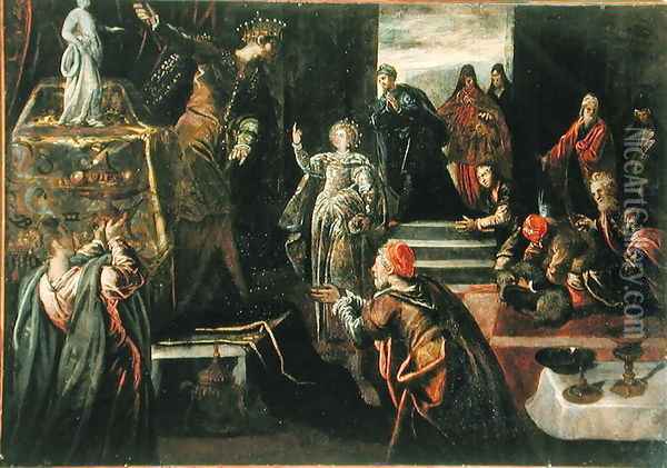 Saint Catherine of Alexandria refusing to worship the Idols Oil Painting - Jacopo Tintoretto (Robusti)